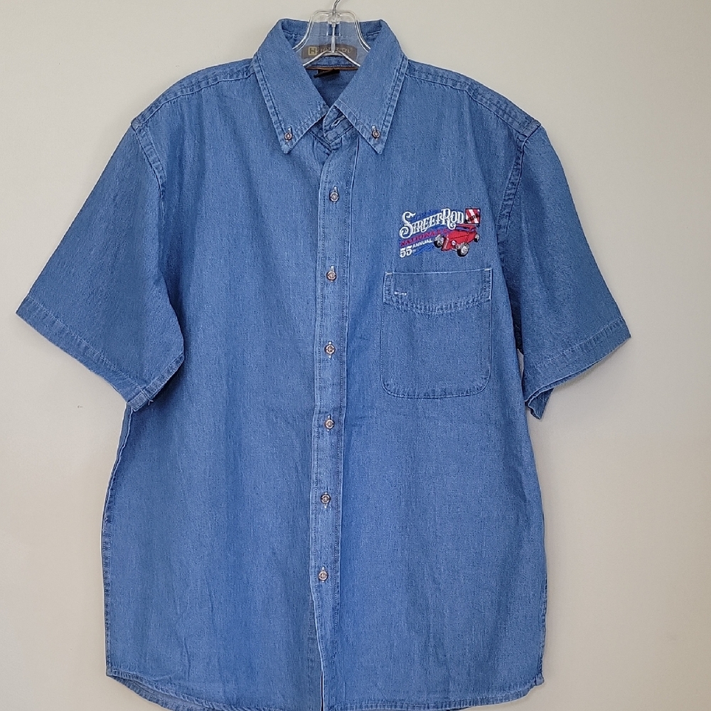 Harriton‎ 2024 StreetRod Nationals 55th Annual Short Sleeve Denim Shirt LG